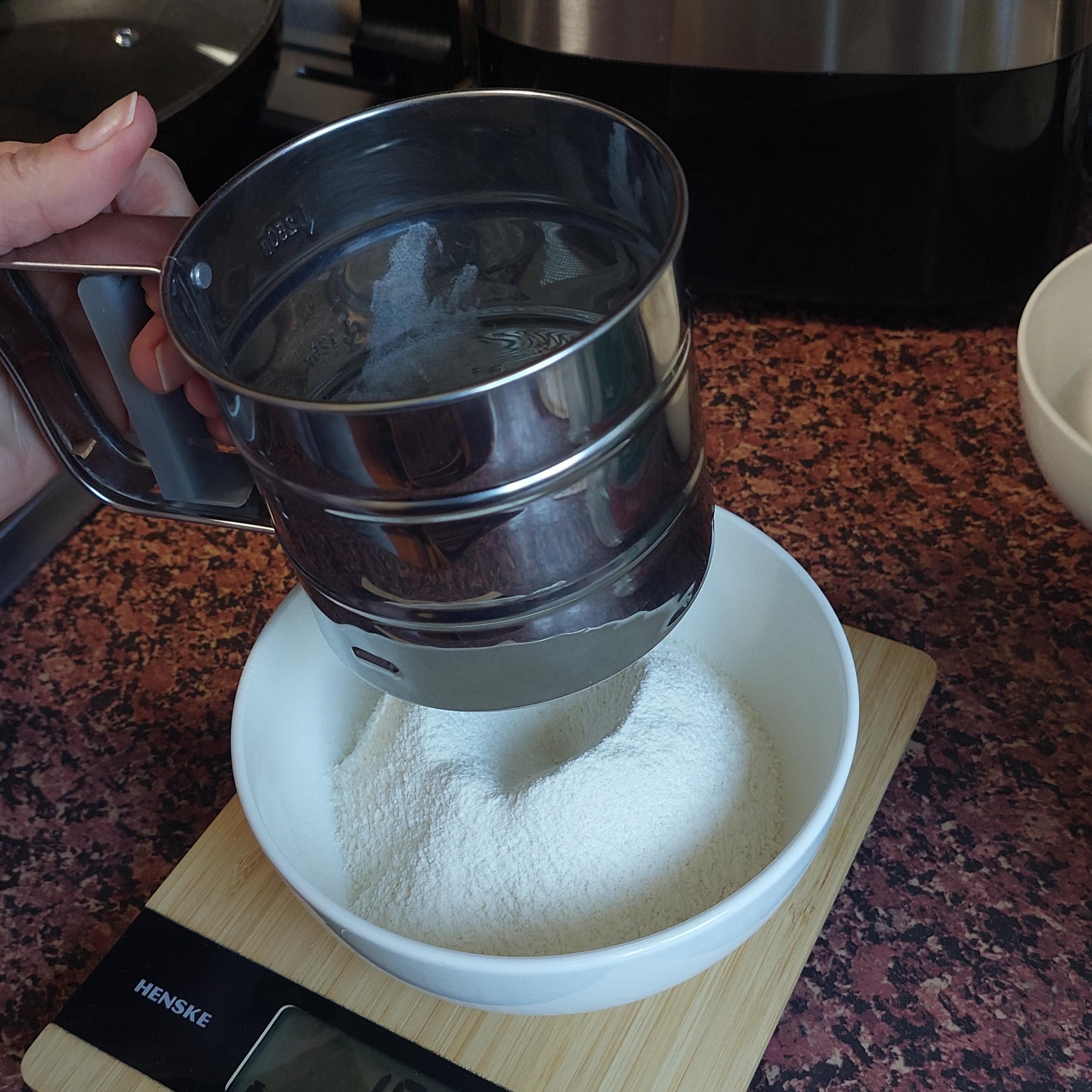 Run the flour through sieve.